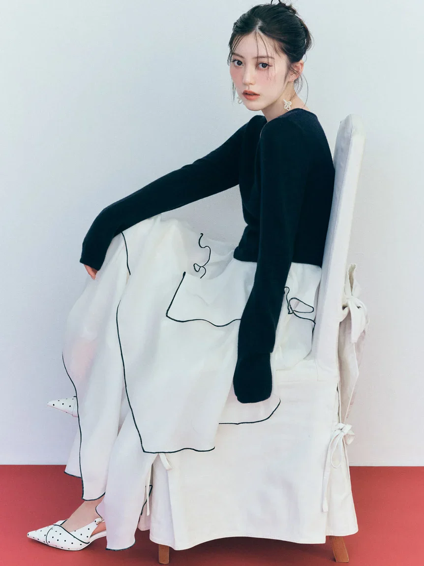 Sheer Asymmetric Hem Knit Combo Dress - Image 5
