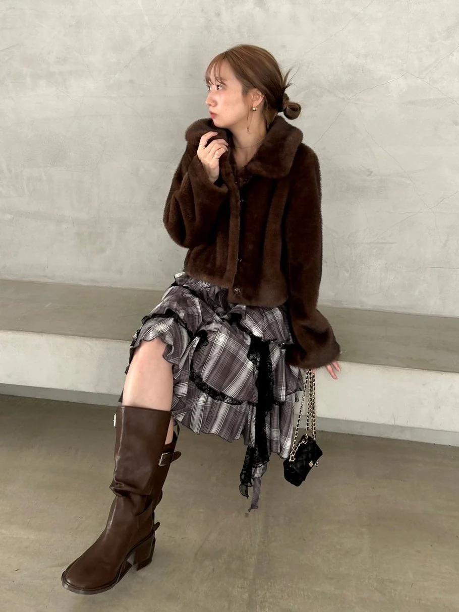 Short Stand Collar Faux Fur Coat - Image 13