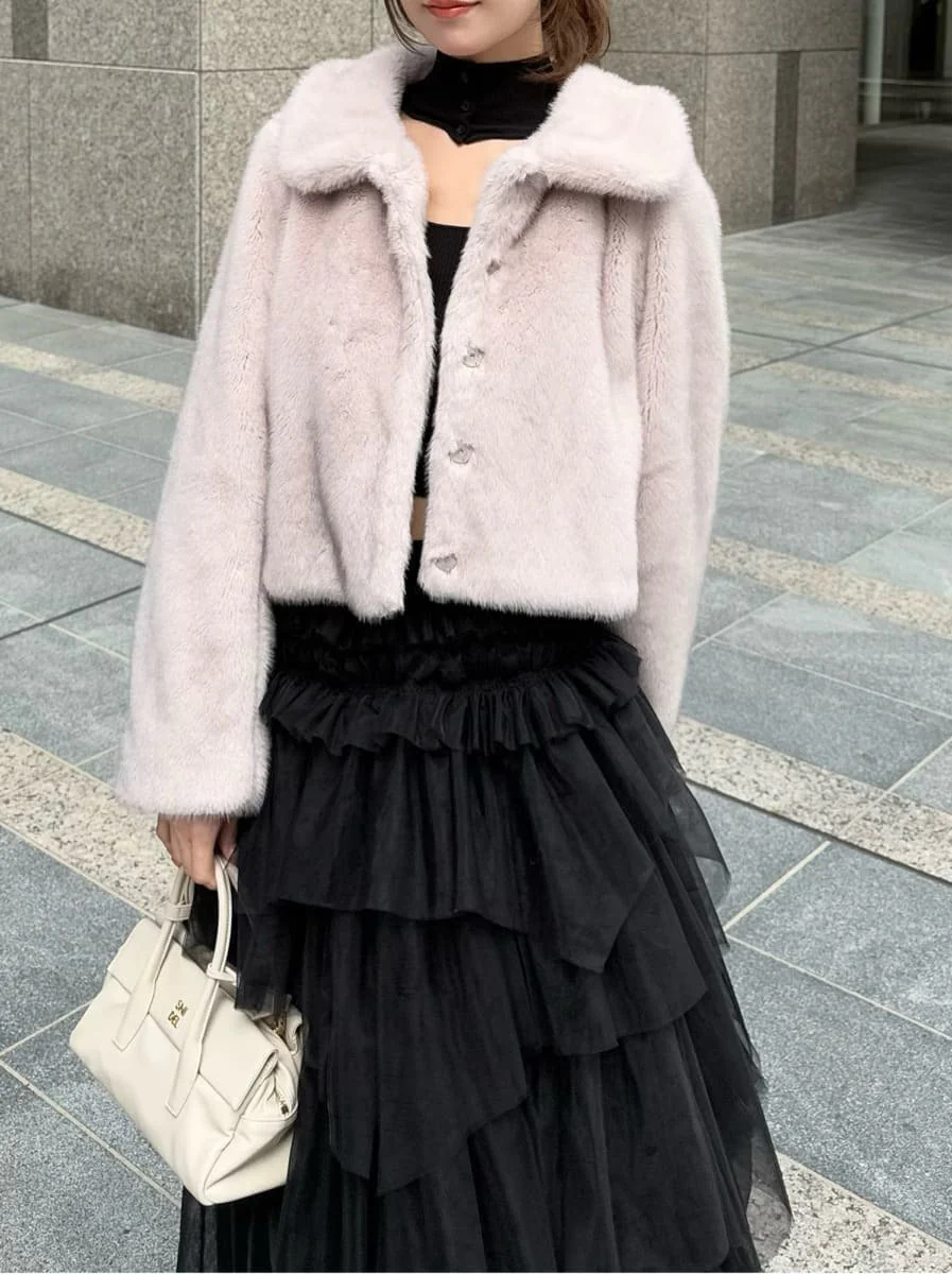Short Stand Collar Faux Fur Coat - Image 16