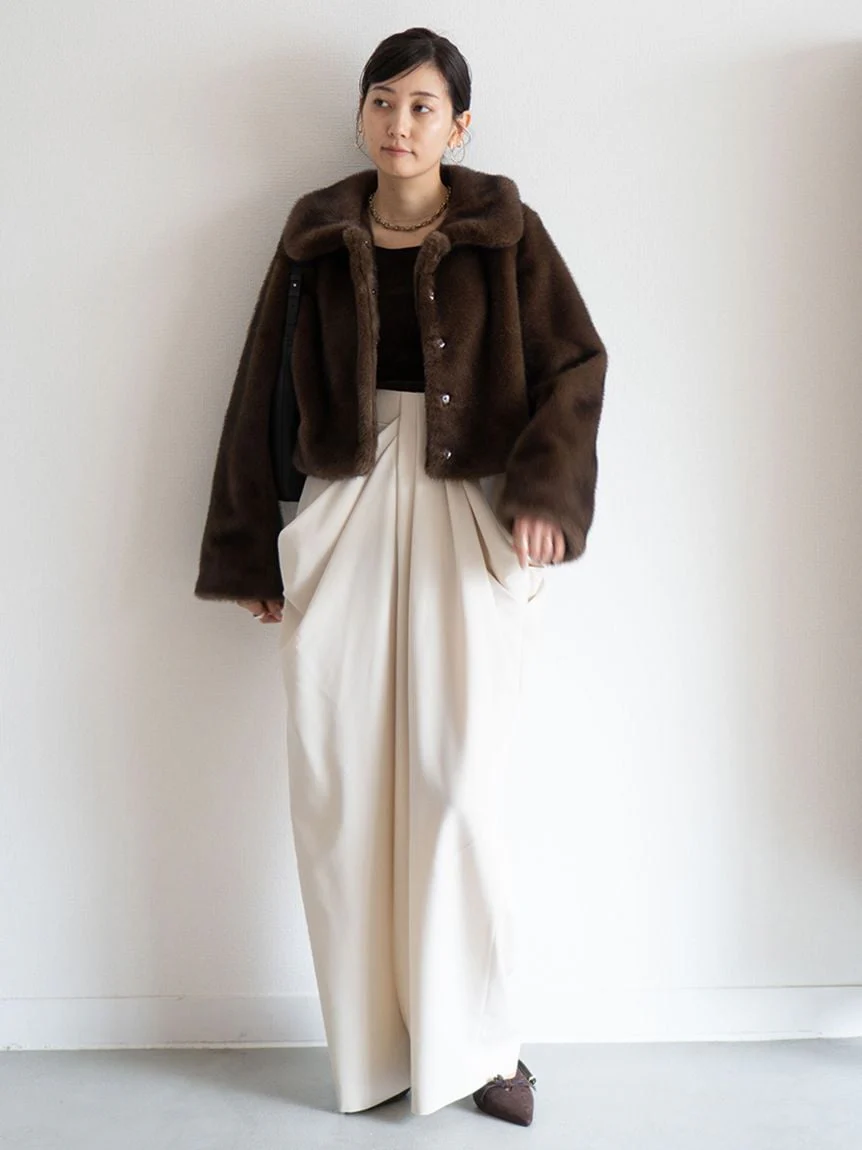 Short Stand Collar Faux Fur Coat - Image 19
