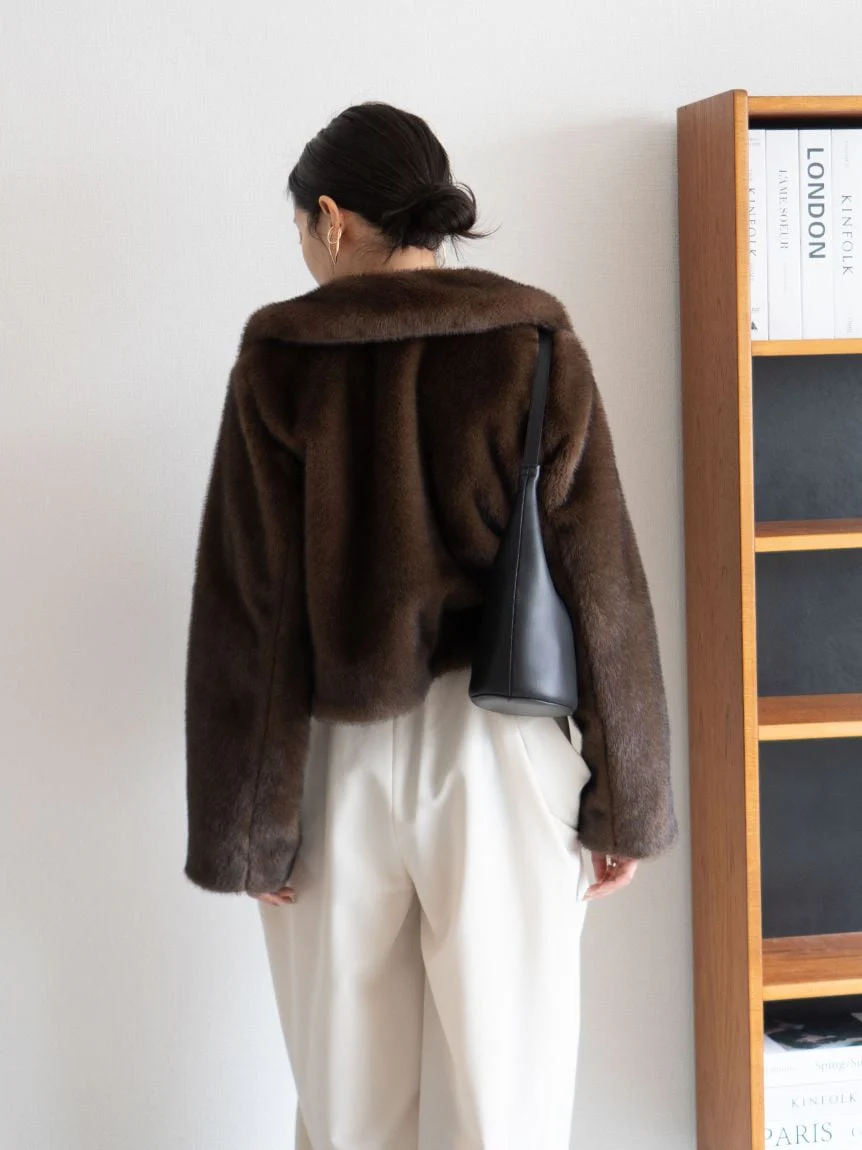 Short Stand Collar Faux Fur Coat - Image 20