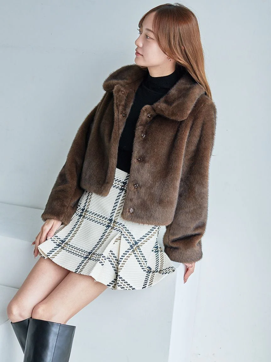 Short Stand Collar Faux Fur Coat - Image 25