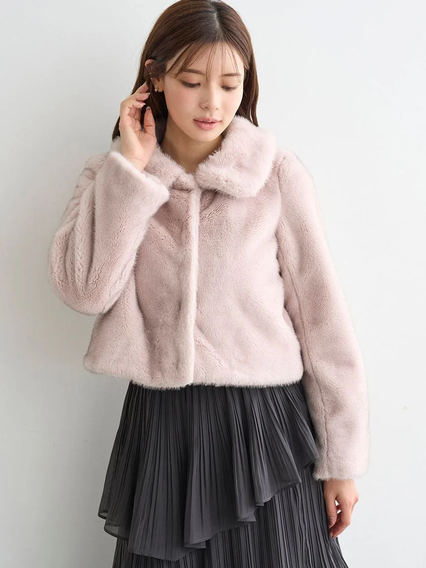 Short Stand Collar Faux Fur Coat - Image 27
