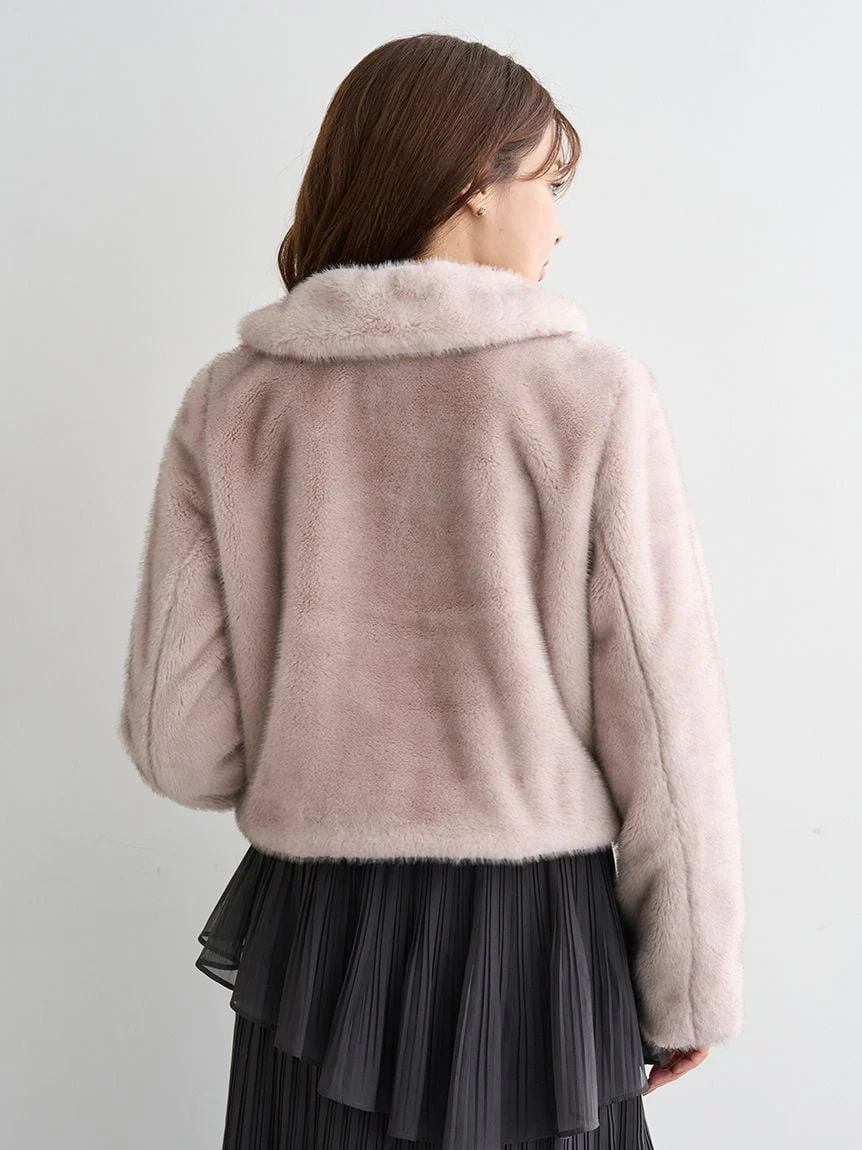 Short Stand Collar Faux Fur Coat - Image 28