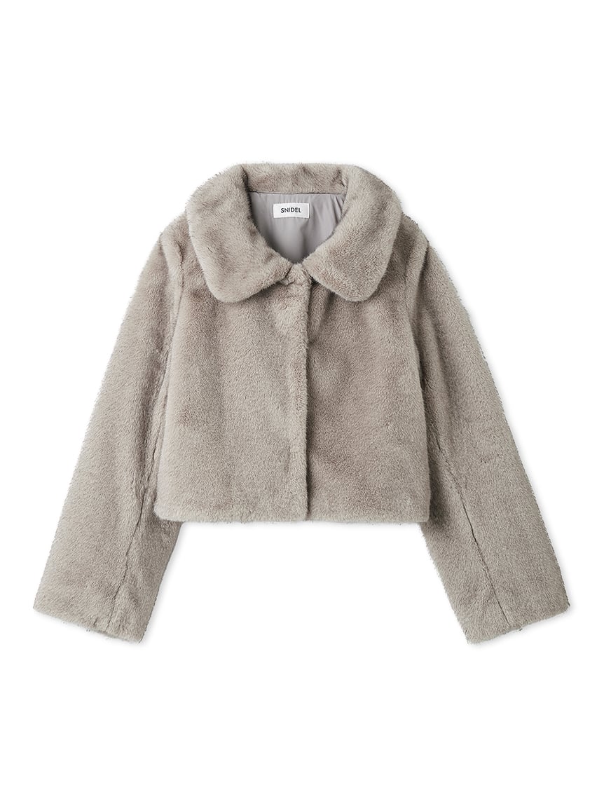 Short Stand Collar Faux Fur Coat - Image 3
