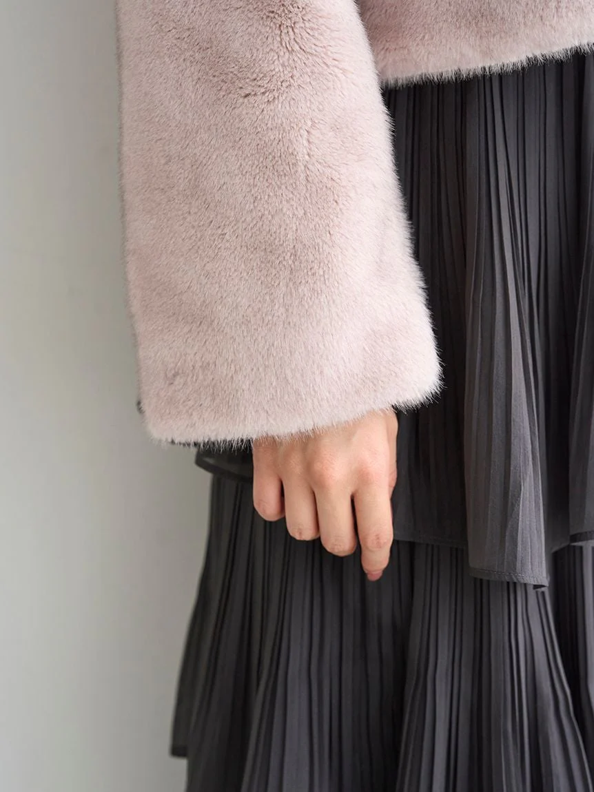 Short Stand Collar Faux Fur Coat - Image 30