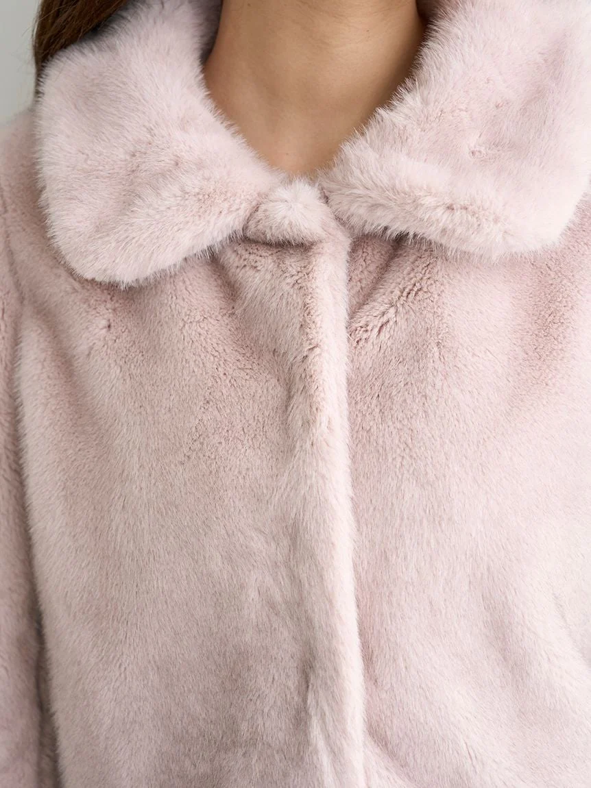 Short Stand Collar Faux Fur Coat - Image 31