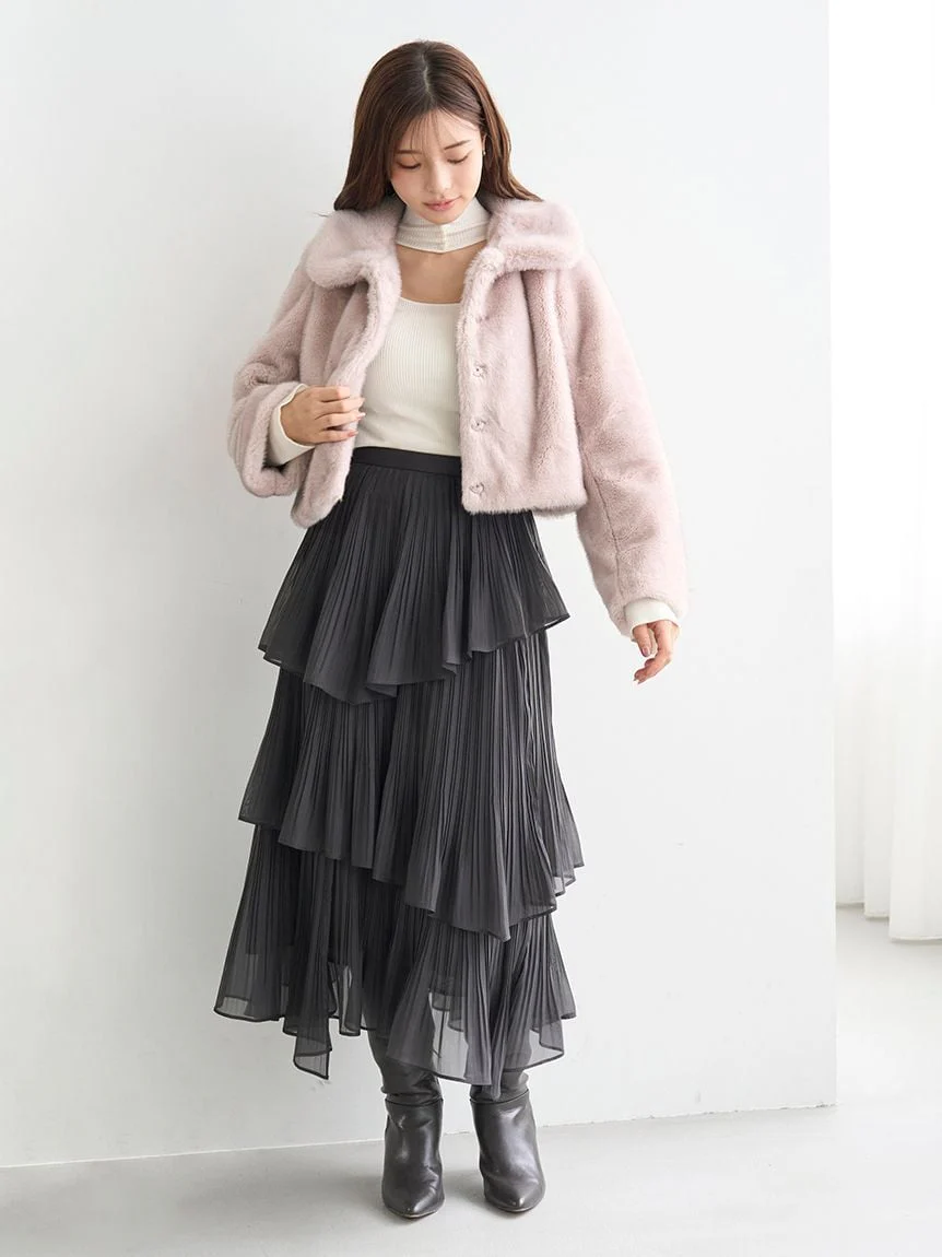 Short Stand Collar Faux Fur Coat - Image 34