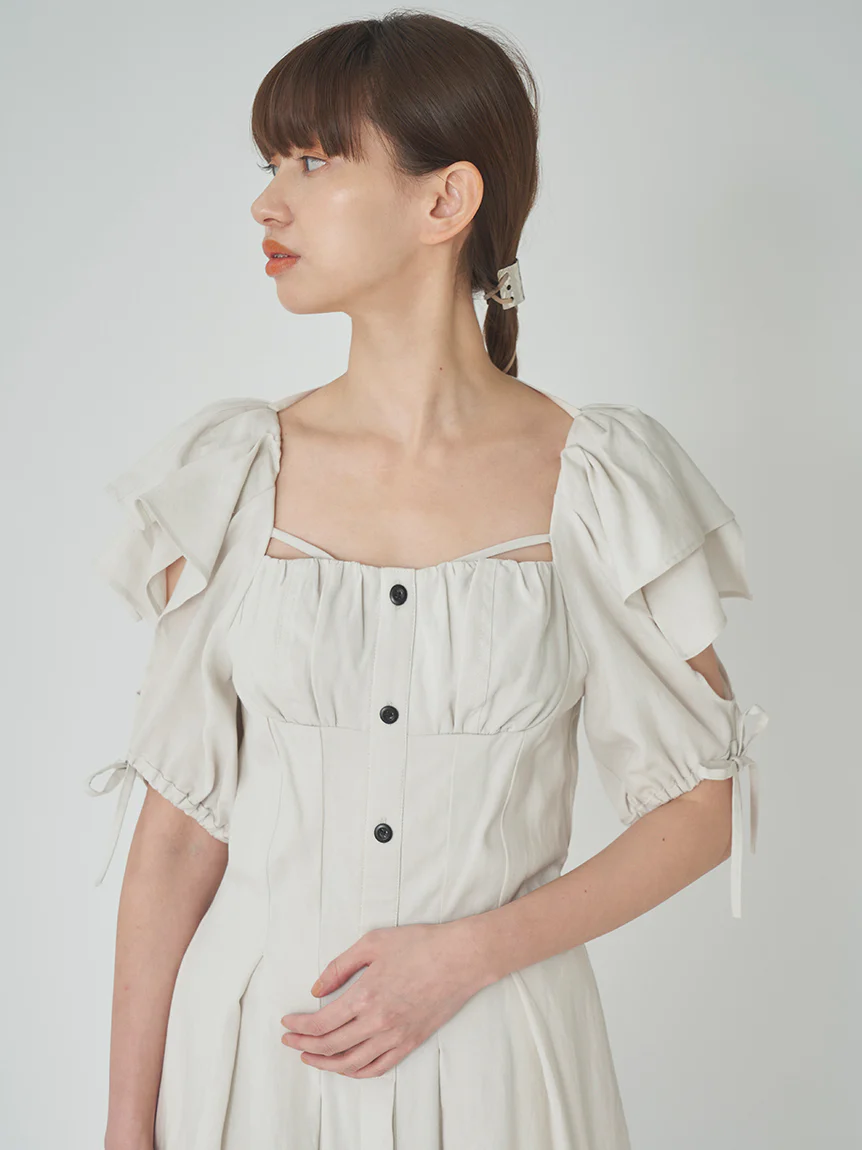 Sleeve Design Square Neck Dress - Image 12