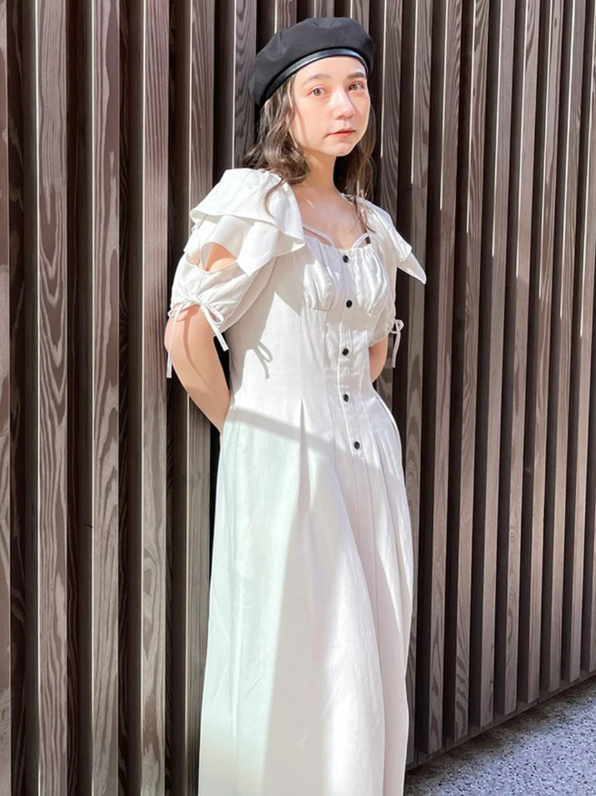 Sleeve Design Square Neck Dress - Image 15