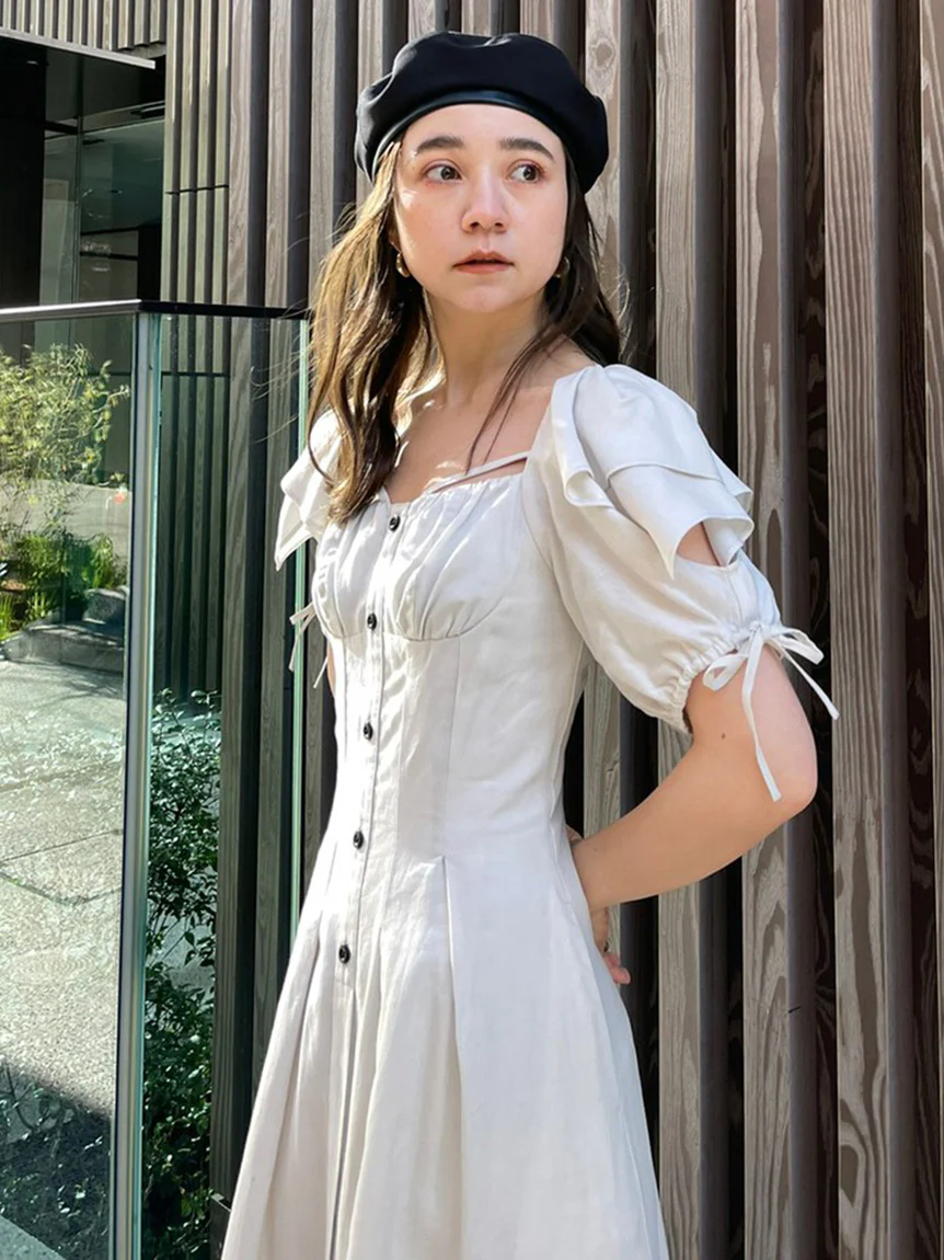 Sleeve Design Square Neck Dress - Image 18