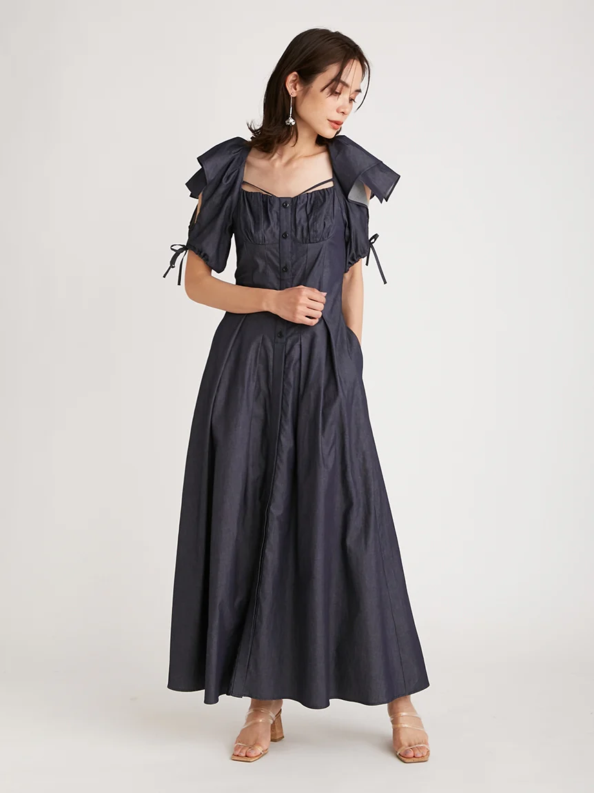 Sleeve Design Square Neck Dress - Image 19