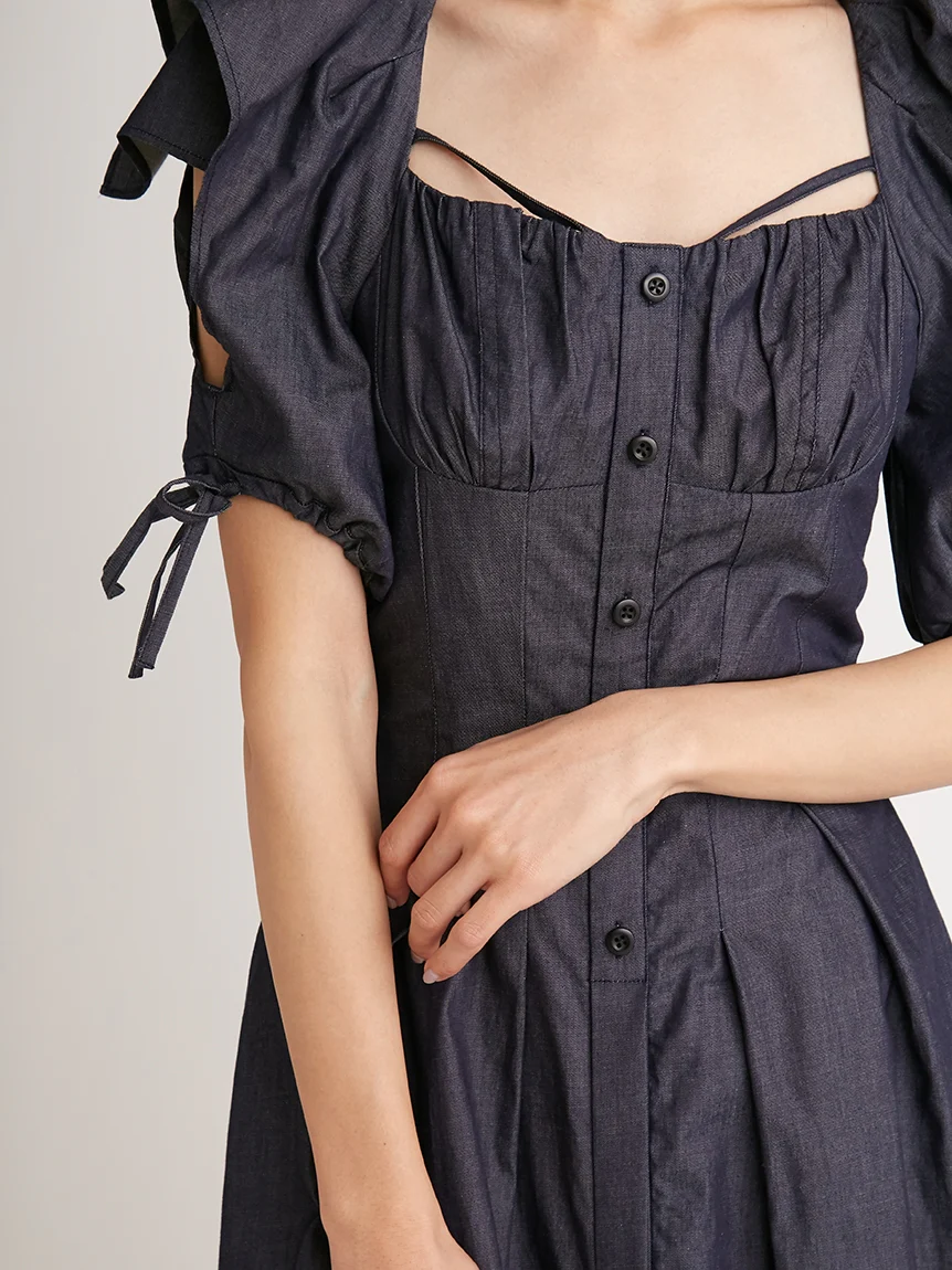 Sleeve Design Square Neck Dress - Image 23