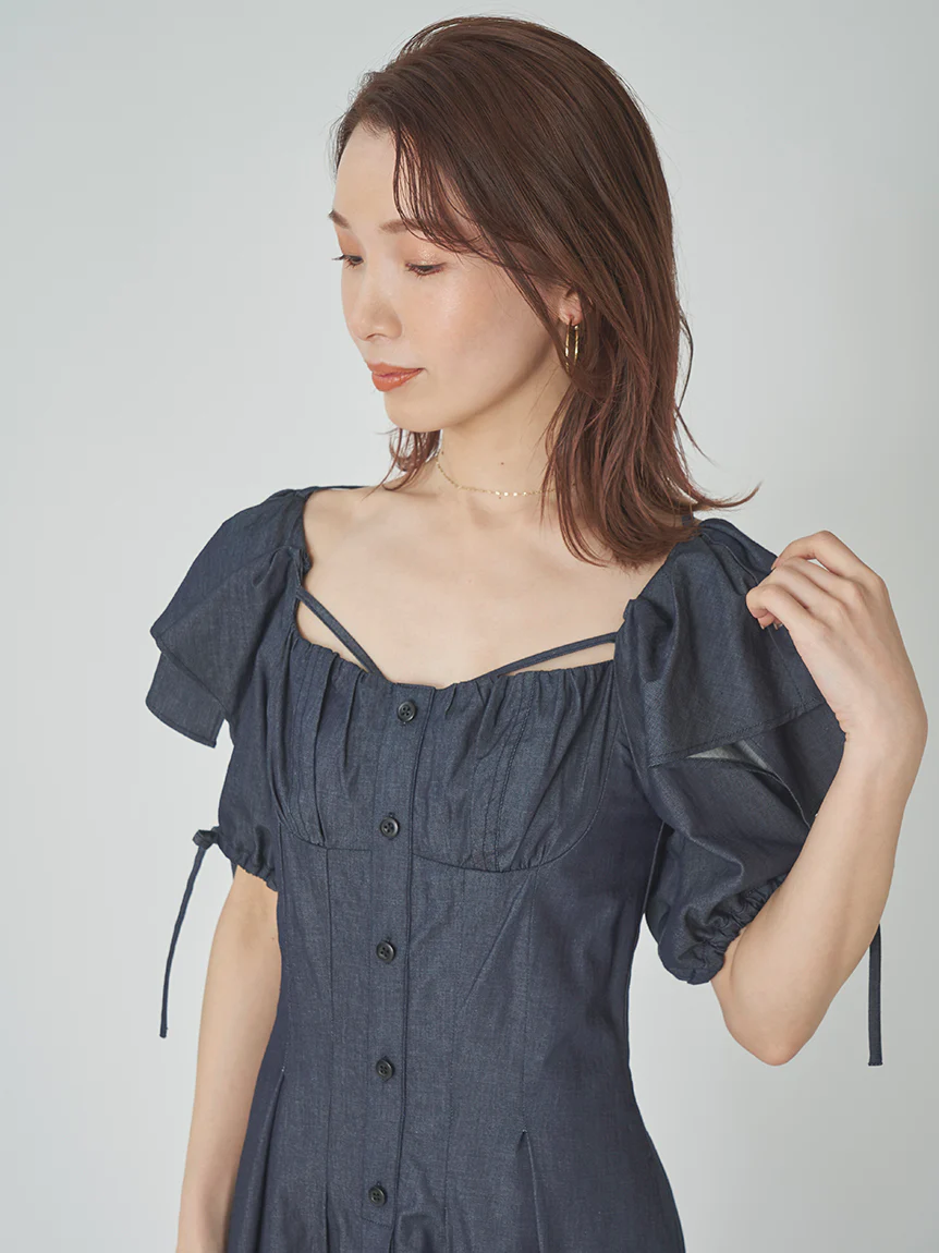 Sleeve Design Square Neck Dress - Image 8
