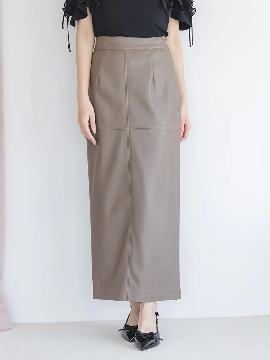 Stretch Faux Leather Pencil Skirt - Image 10