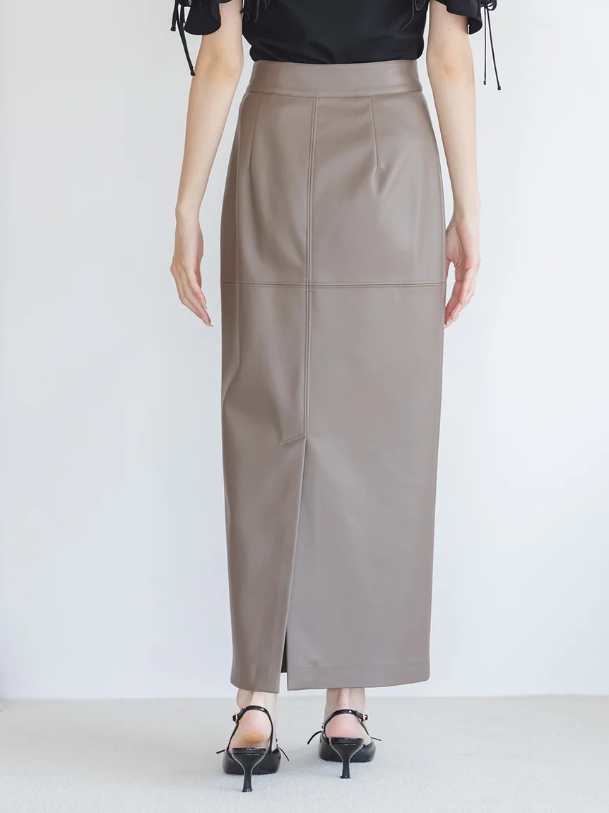 Stretch Faux Leather Pencil Skirt - Image 11