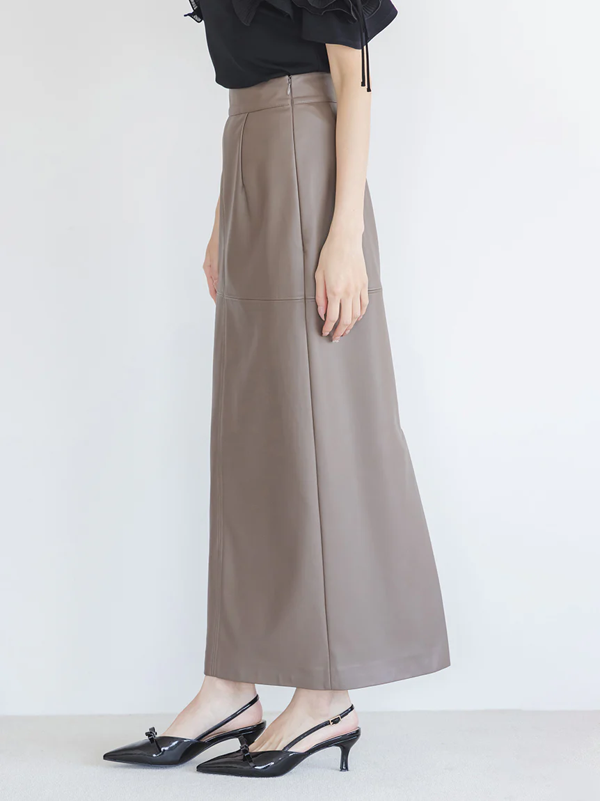 Stretch Faux Leather Pencil Skirt - Image 12