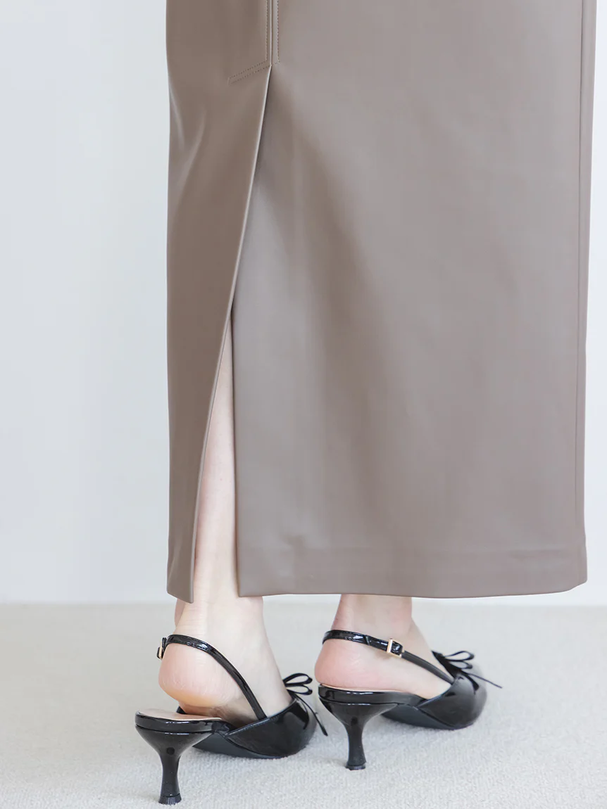 Stretch Faux Leather Pencil Skirt - Image 14