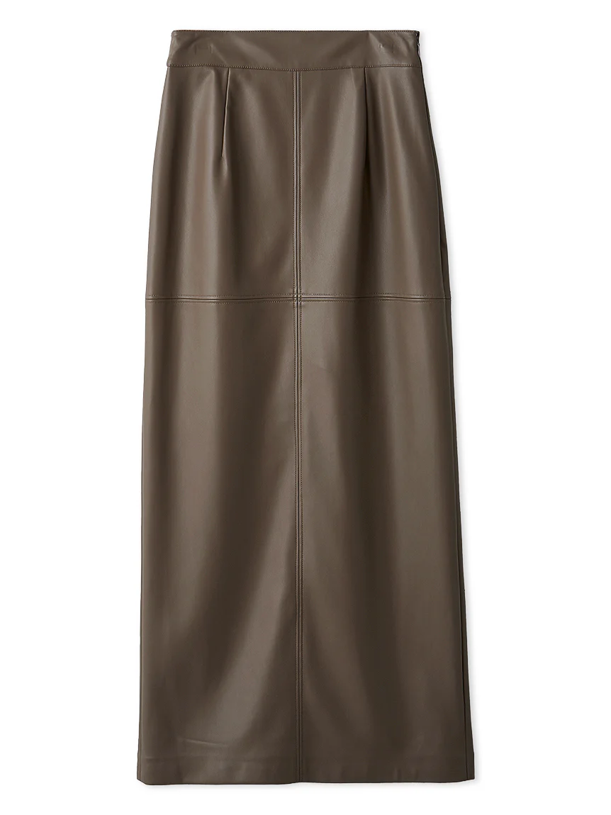 Stretch Faux Leather Pencil Skirt - Image 3