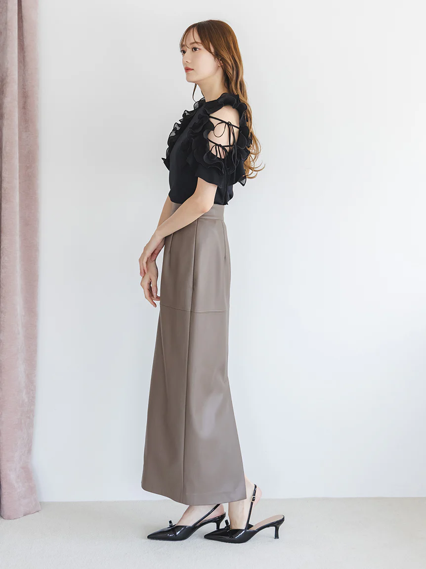 Stretch Faux Leather Pencil Skirt - Image 7