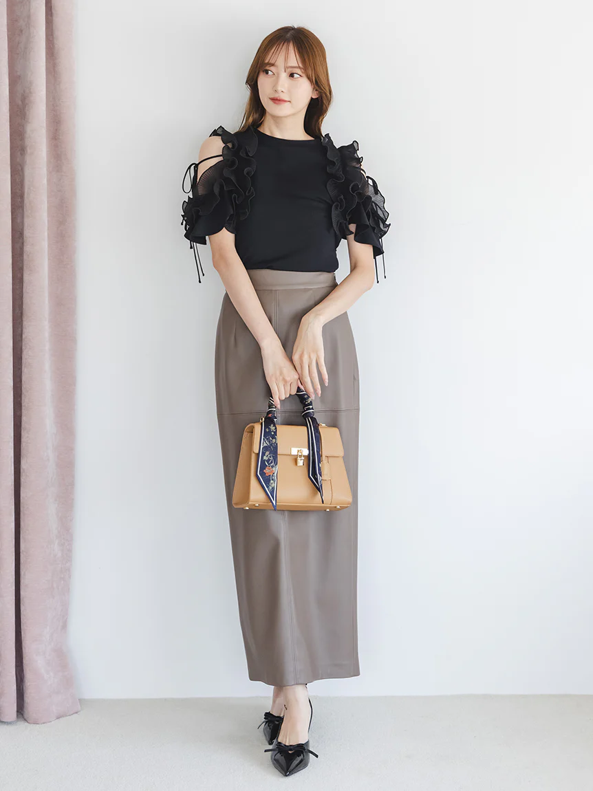 Stretch Faux Leather Pencil Skirt - Image 8