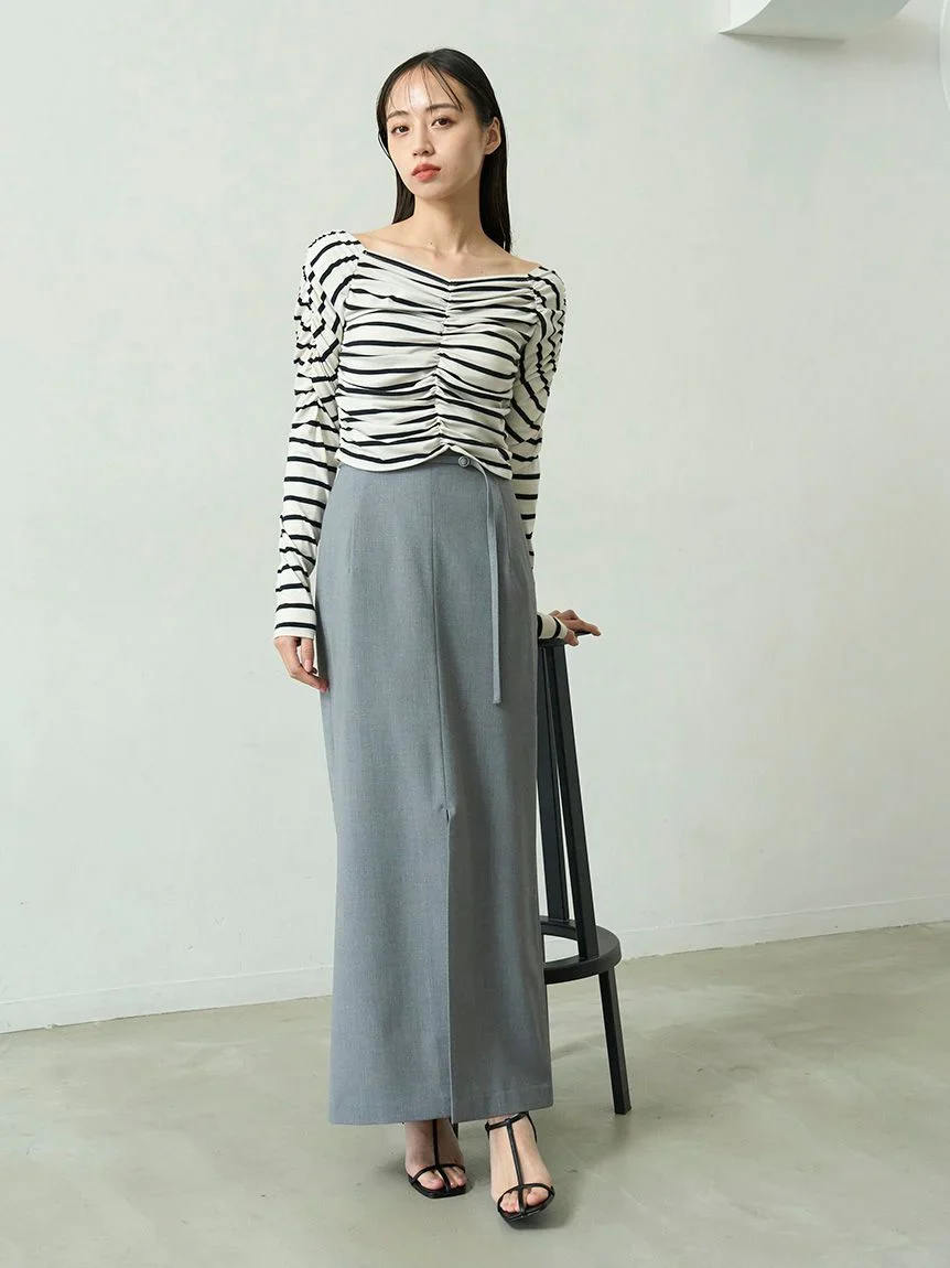 Sustainable High-Waisted Maxi Pencil Slit Skirt - Image 11