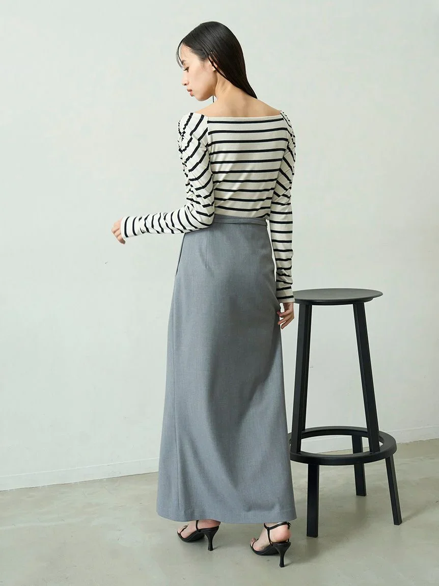 Sustainable High-Waisted Maxi Pencil Slit Skirt - Image 12