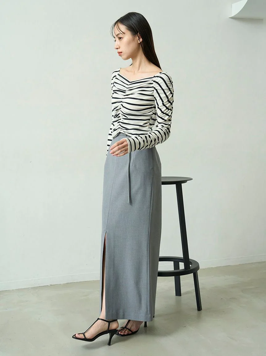 Sustainable High-Waisted Maxi Pencil Slit Skirt - Image 13