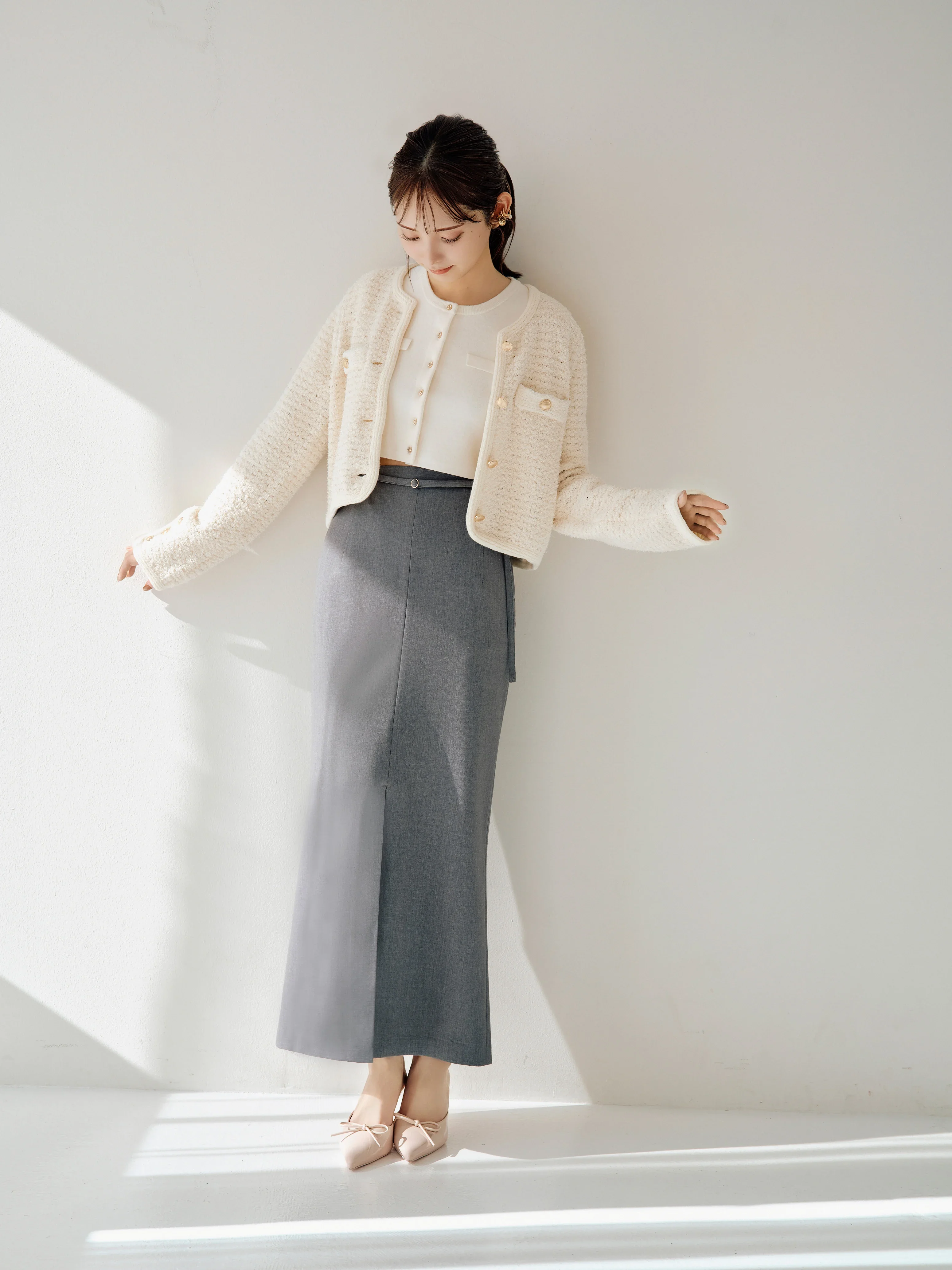 Sustainable High-Waisted Maxi Pencil Slit Skirt - Image 5