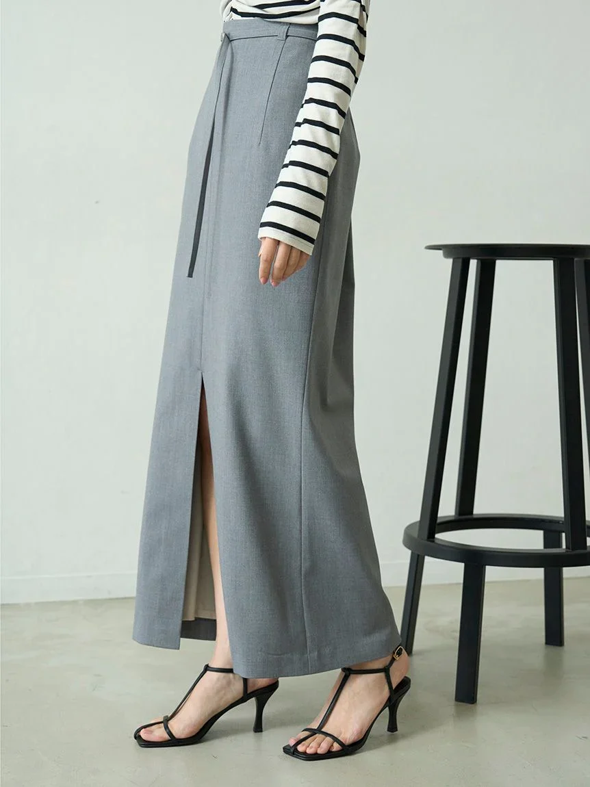 Sustainable High-Waisted Maxi Pencil Slit Skirt - Image 7