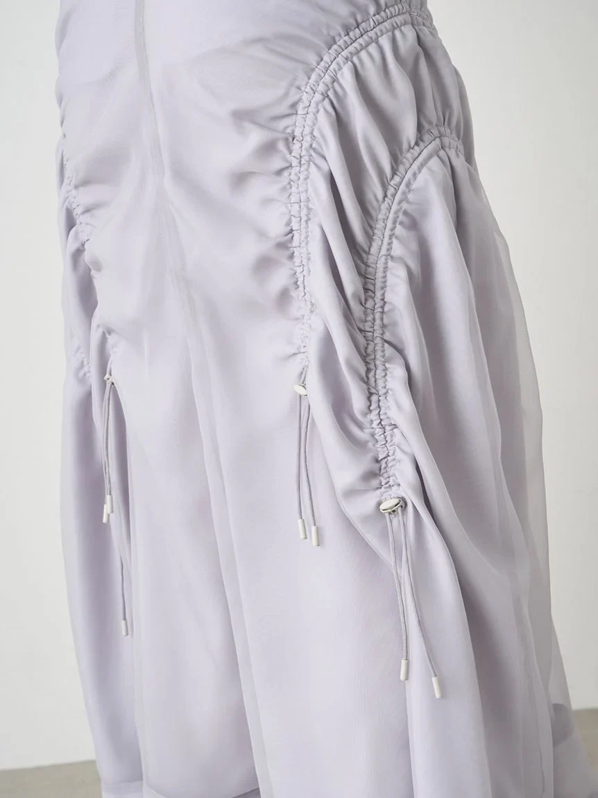 Sustainable Organza Drawstring Ruched Maxi Skirt - Image 11