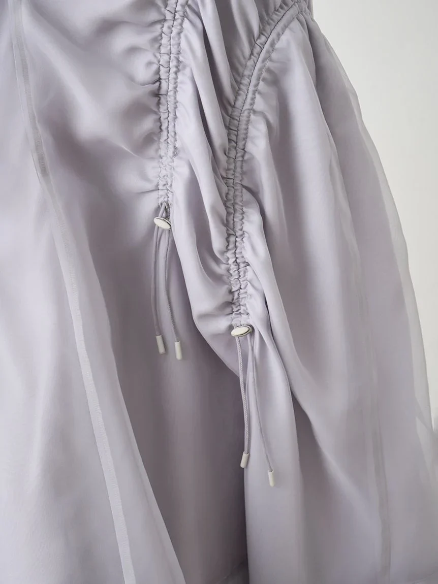 Sustainable Organza Drawstring Ruched Maxi Skirt - Image 12