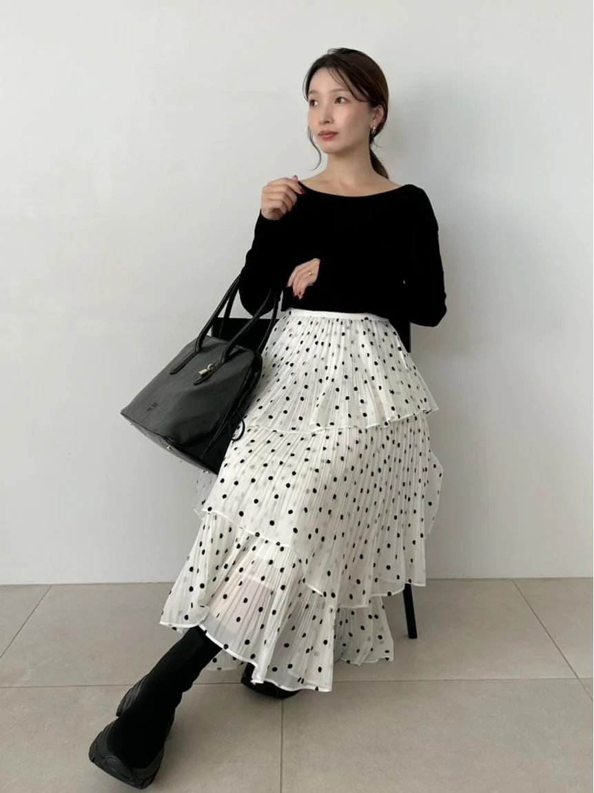 Sustainable Pleated Tiered Long Skirt - Image 10