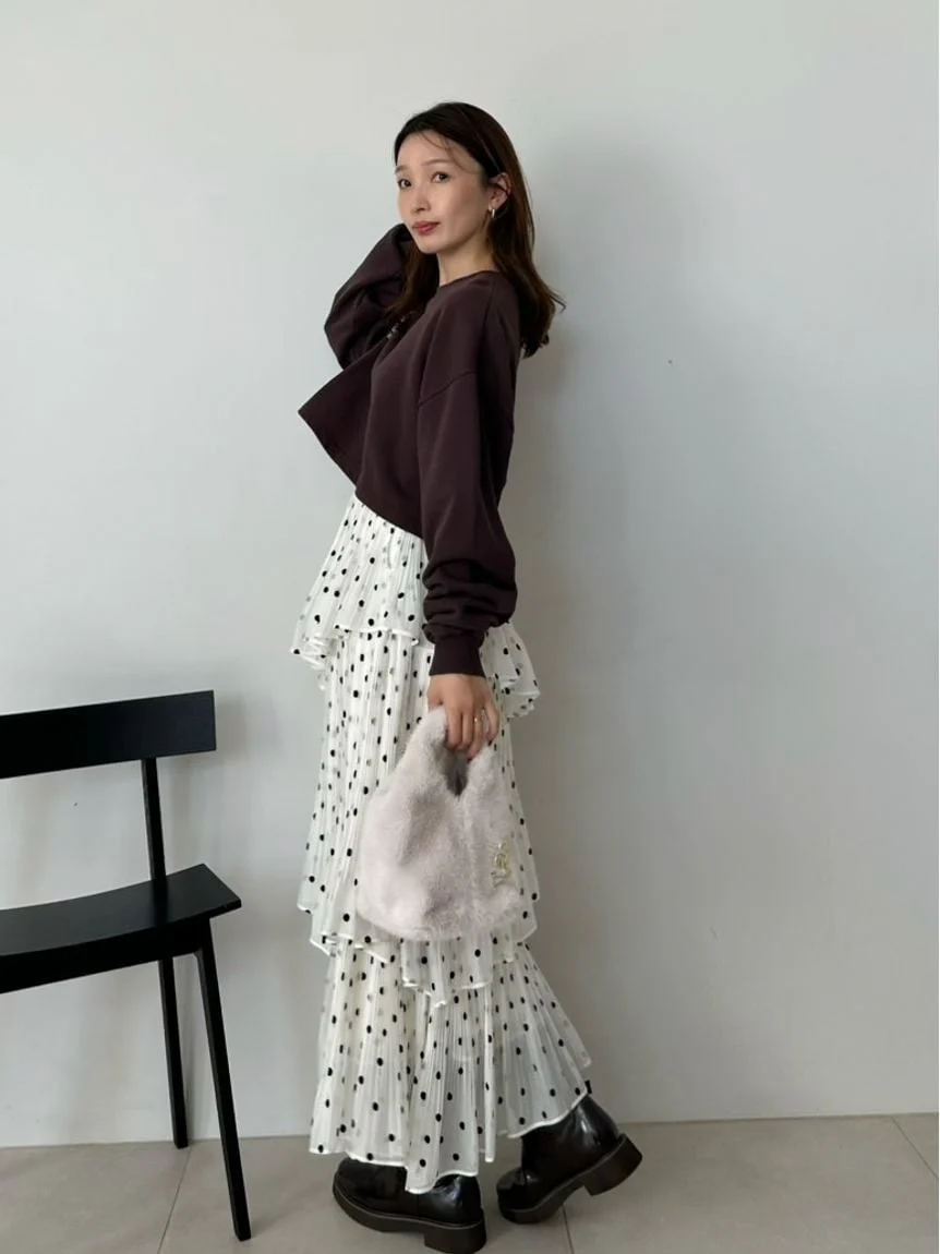 Sustainable Pleated Tiered Long Skirt - Image 11
