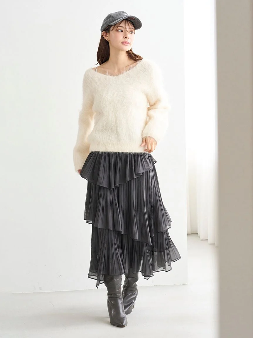 Sustainable Pleated Tiered Long Skirt - Image 15