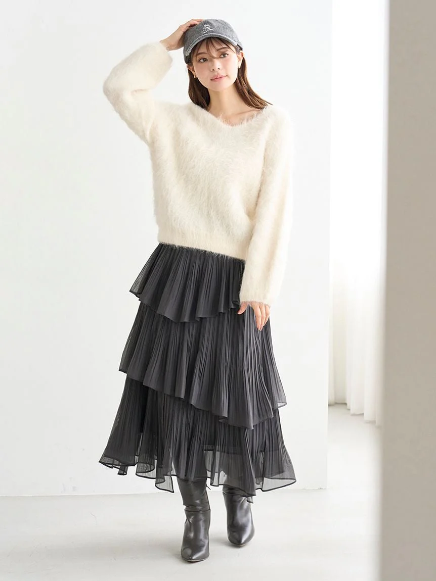 Sustainable Pleated Tiered Long Skirt - Image 16