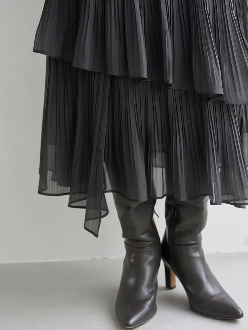 Sustainable Pleated Tiered Long Skirt - Image 20