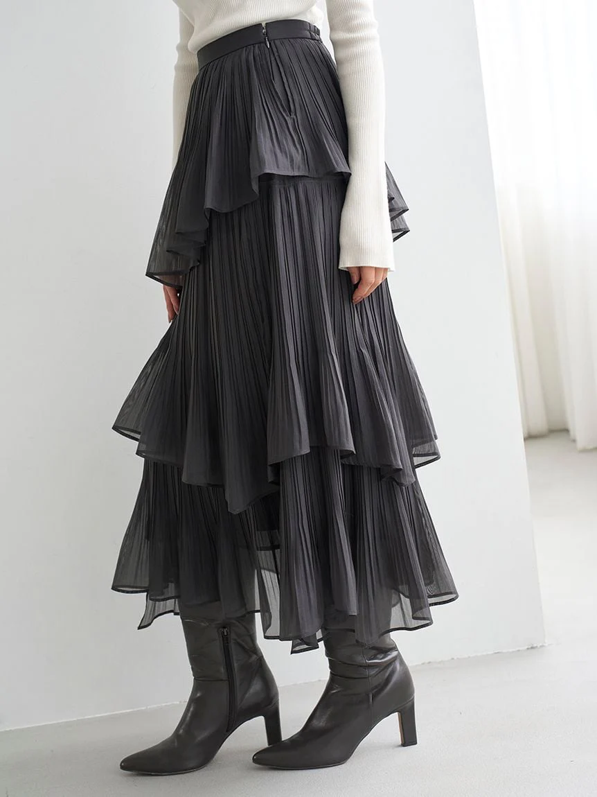 Sustainable Pleated Tiered Long Skirt - Image 23