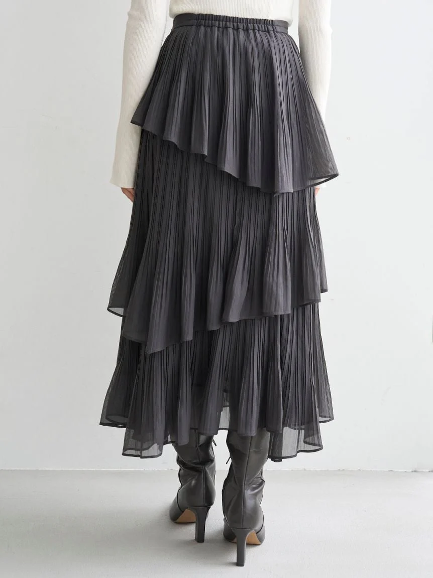 Sustainable Pleated Tiered Long Skirt - Image 24