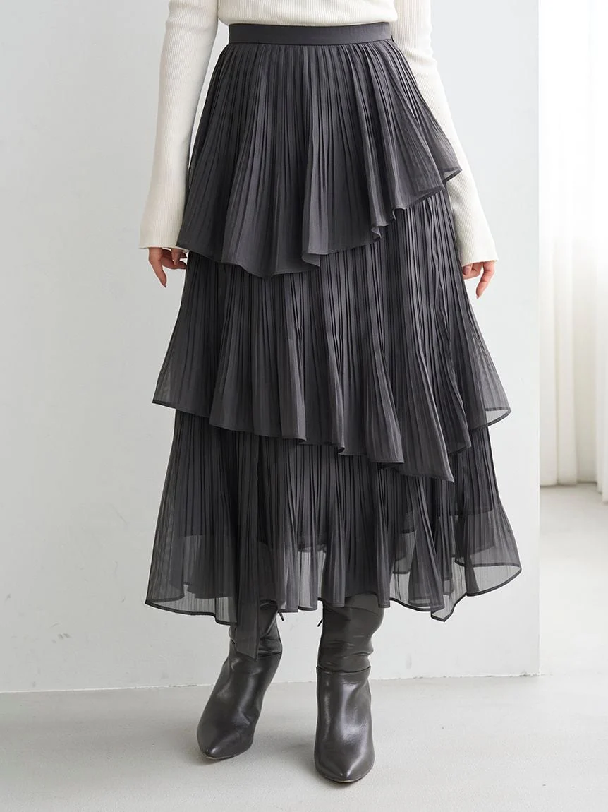 Sustainable Pleated Tiered Long Skirt - Image 25