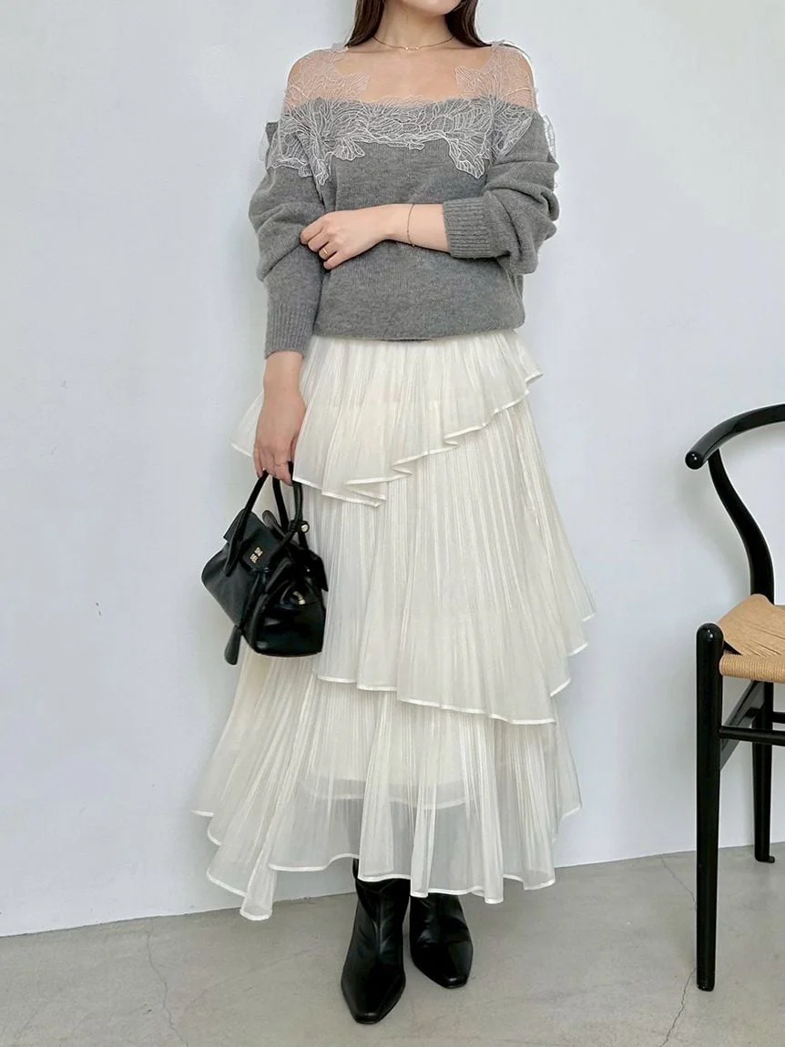 Sustainable Pleated Tiered Long Skirt - Image 7