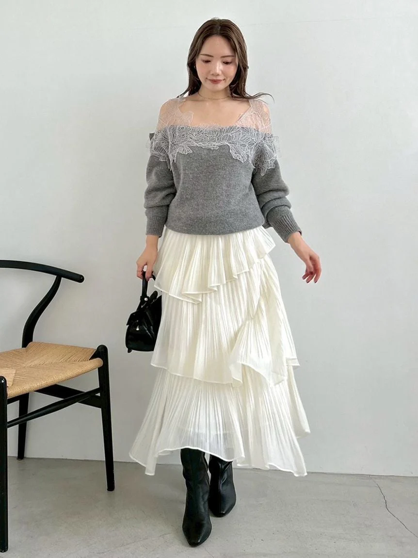 Sustainable Pleated Tiered Long Skirt - Image 8