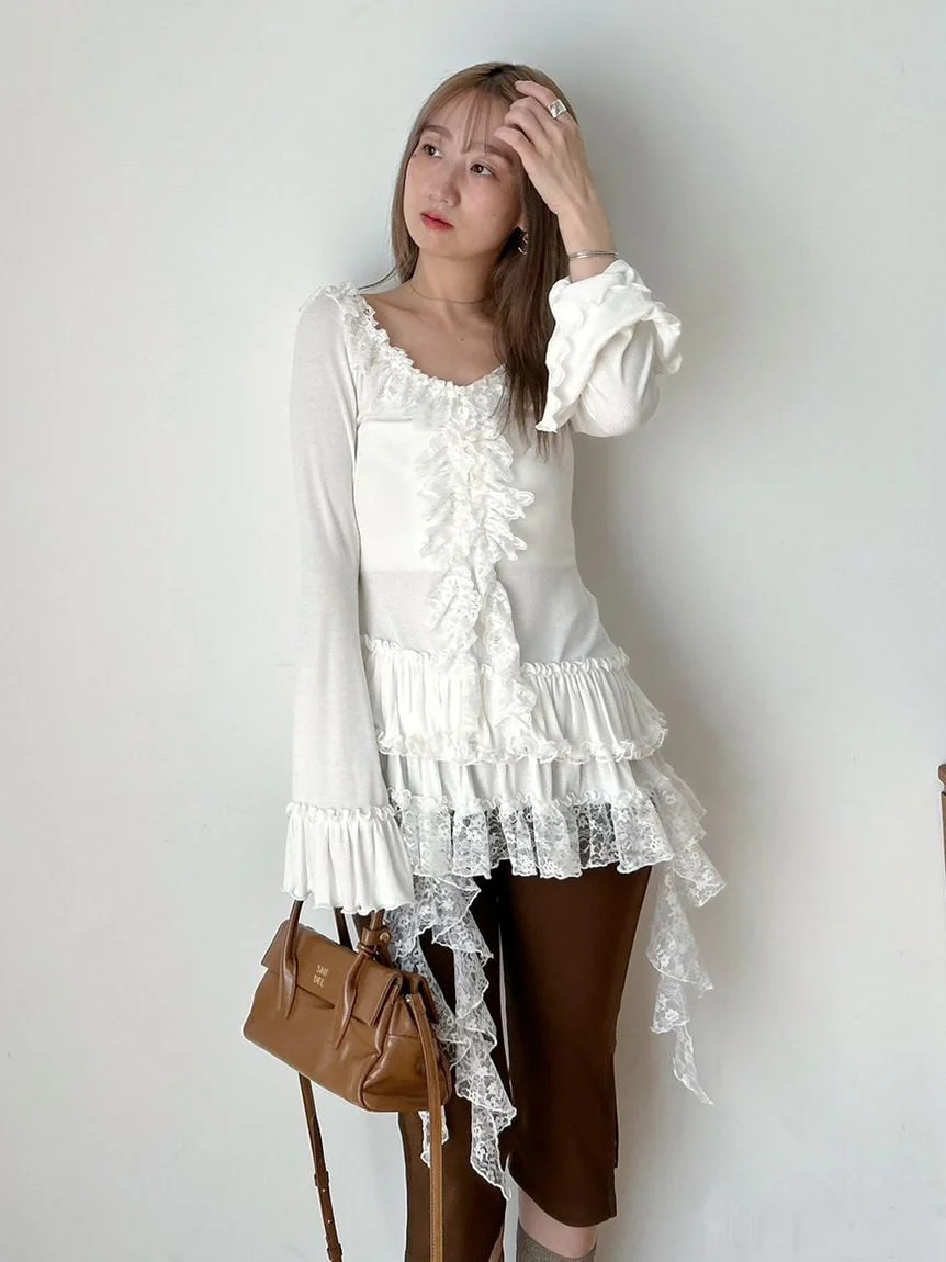 Tiered Frill Cut-and-Sew Pullover - Image 12