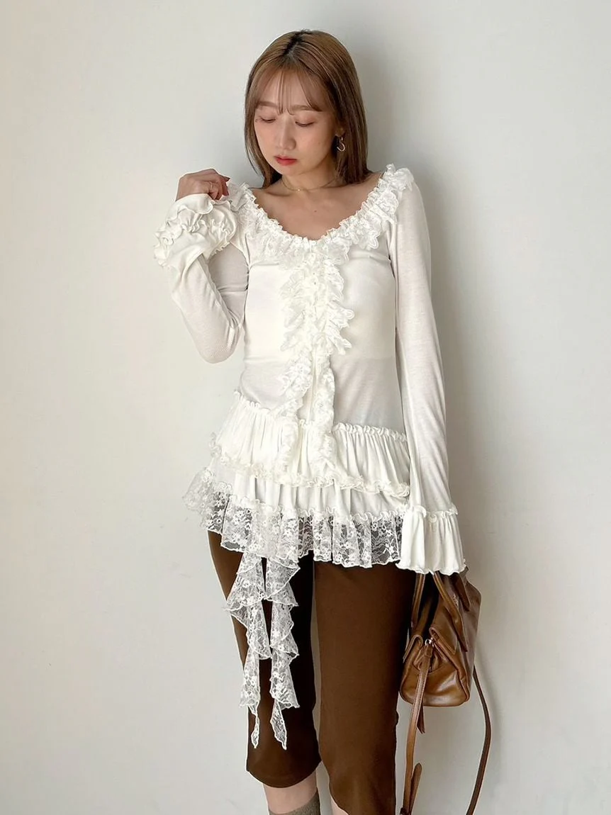 Tiered Frill Cut-and-Sew Pullover - Image 13