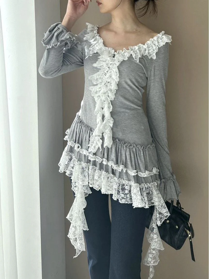 Tiered Frill Cut-and-Sew Pullover - Image 17