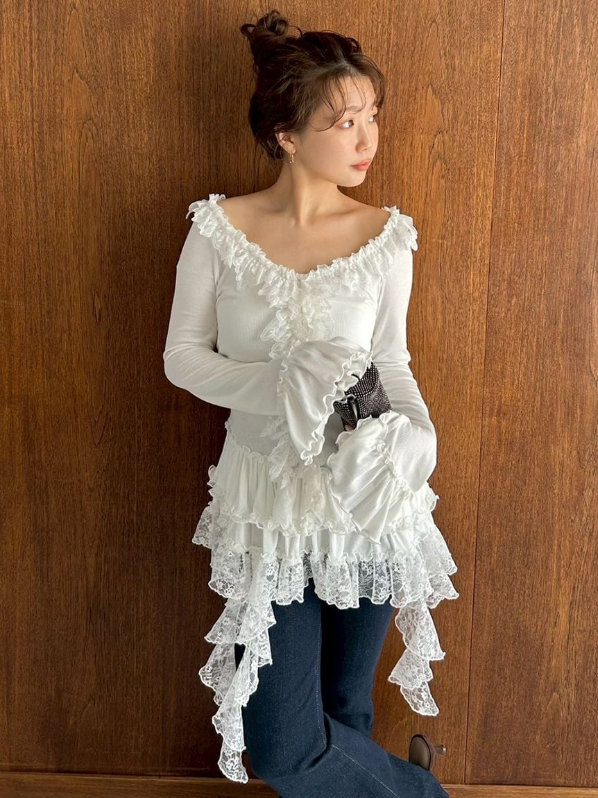 Tiered Frill Cut-and-Sew Pullover - Image 6