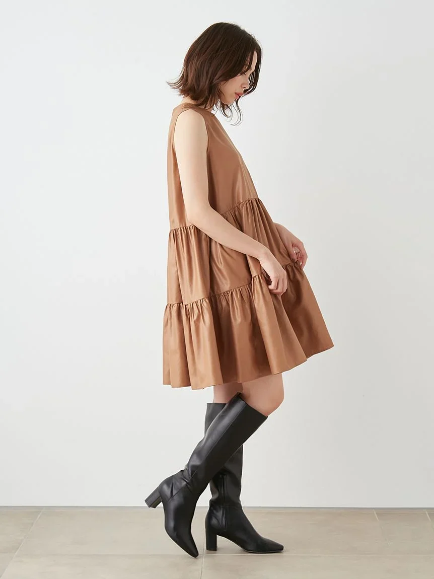 Sleeveless Tiered Faux Leather Mini Dress - Image 12