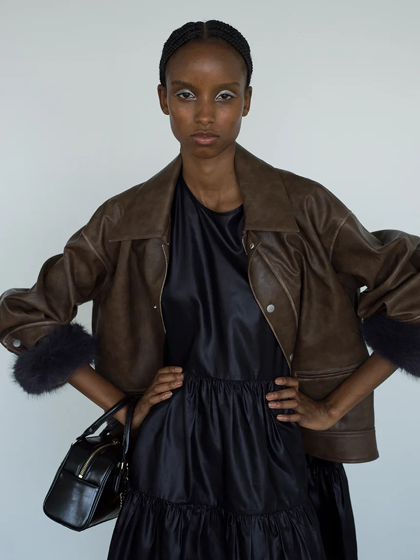 Sleeveless Tiered Faux Leather Mini Dress - Image 4