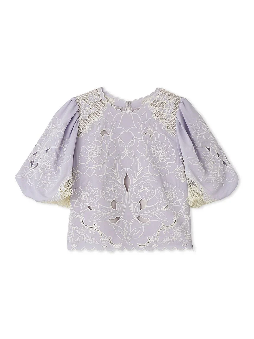 Embroidered Puff Sleeve Blouse - Image 3