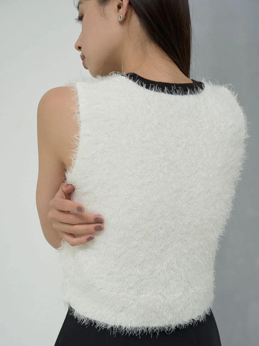 Fuzzy Sleeveless Top and Cropped Cardigan Set - Image 13